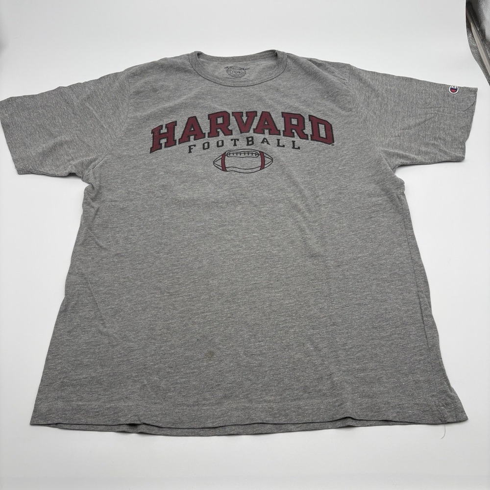 Champion Harvard Football T Shirt Men Large L Gray Heather Graphic Ivy League